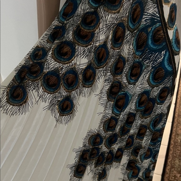 (STEP IN STYLE)Peacock Print Spaghetti Strap women’s Dress with Stretch Waist - Picture 5 of 17